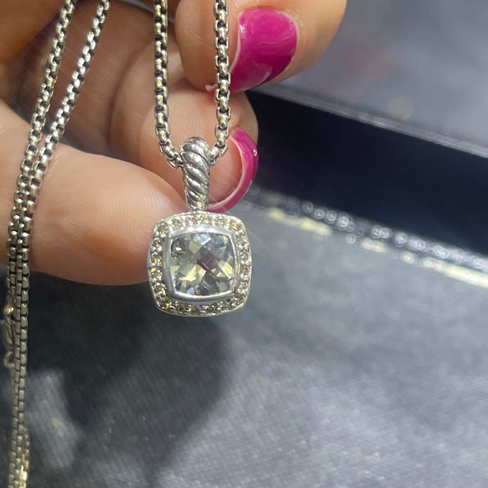 David Yurman Blue Topaz/Diamond Pendant. Used like new